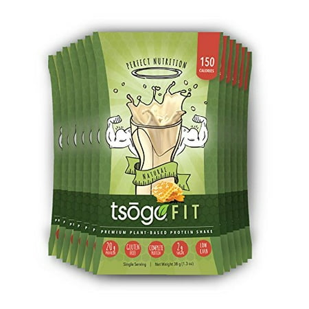 Tsogo Fit 12 Pack, saveur naturelle (miel), soja, sans gluten et sans produits laitiers, riche en fibres et protéines, Faible teneur en calories et glucides, substitut de repas Shake, seulement 150cal / SERV. (1-Box 12 Portions individuelle)