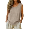 thumbnail image 3 of GZWYHT Linen Tank Tops For Women，Linen Vest Women Camisole Clothes Beach Sleeveless Tops Cotton Gauze Tops For Women Boho Tops For Women Cotton Vest Tops For Women Beige L, 3 of 9