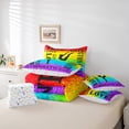 thumbnail image 5 of Feelyou Sport Gymnastics Lover Bedding Comforter Set 7 Pieces, Glitter Rainbow Full Bedding Set, Colorful Stripes Lines Reversible Fitted Sheet Flat Sheet, Ultra Soft Bedroom Decor, 5 of 7