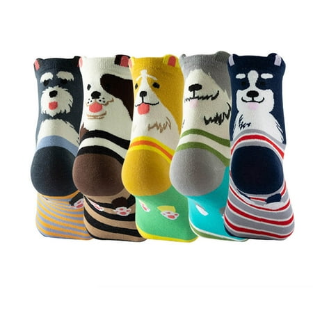 

Soft Socks For Women Females Animal Themed Socks Five Pairs Set Dog Cute Socks Daily Socks