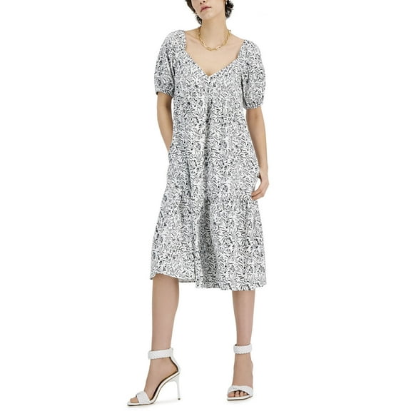 Inc International Concepts Petite Cotton Tiered Midi Dress Giselle Size PM