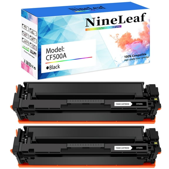 NineLeaf High Capacity Compatible Toner Cartridge Replacement for HP 202A CF500A use in Color LaserJet Pro MFP M281cdw M281fdw M281fdn M254dn M254nw Printer (Black,2 Pack)