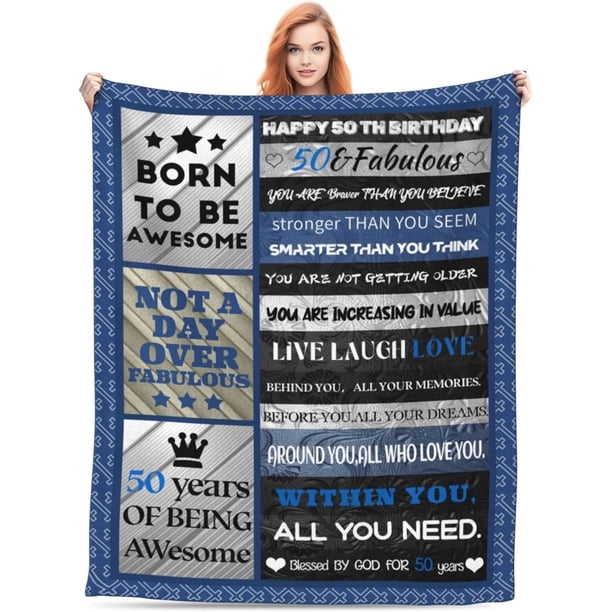 LHSHID 50th Birthday Gifts for Men Men's 50 Year Old Birthday Gift IdeasBlanket Gifts for Him Birthday Decorations for Dad Husband Boyfriend Friends 60"x80"