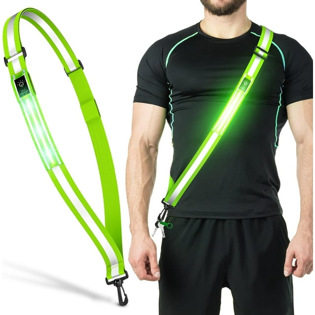 GHSDFBB Ceinture Réfléchissante LED Équipement de Marche, Lumières de Sécurité pour Marcheurs la Nuit, Haute Visibilité Équipement de Course Réfléchissant Rechargeable pour Hommes Femmes Enfants Équipement de Marche pour Chien