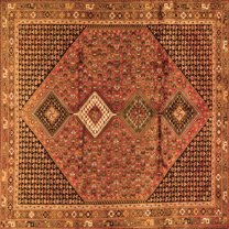 Ahgly Company Indoor Square Persian Orange Traditional Area Rugs, 5' Square