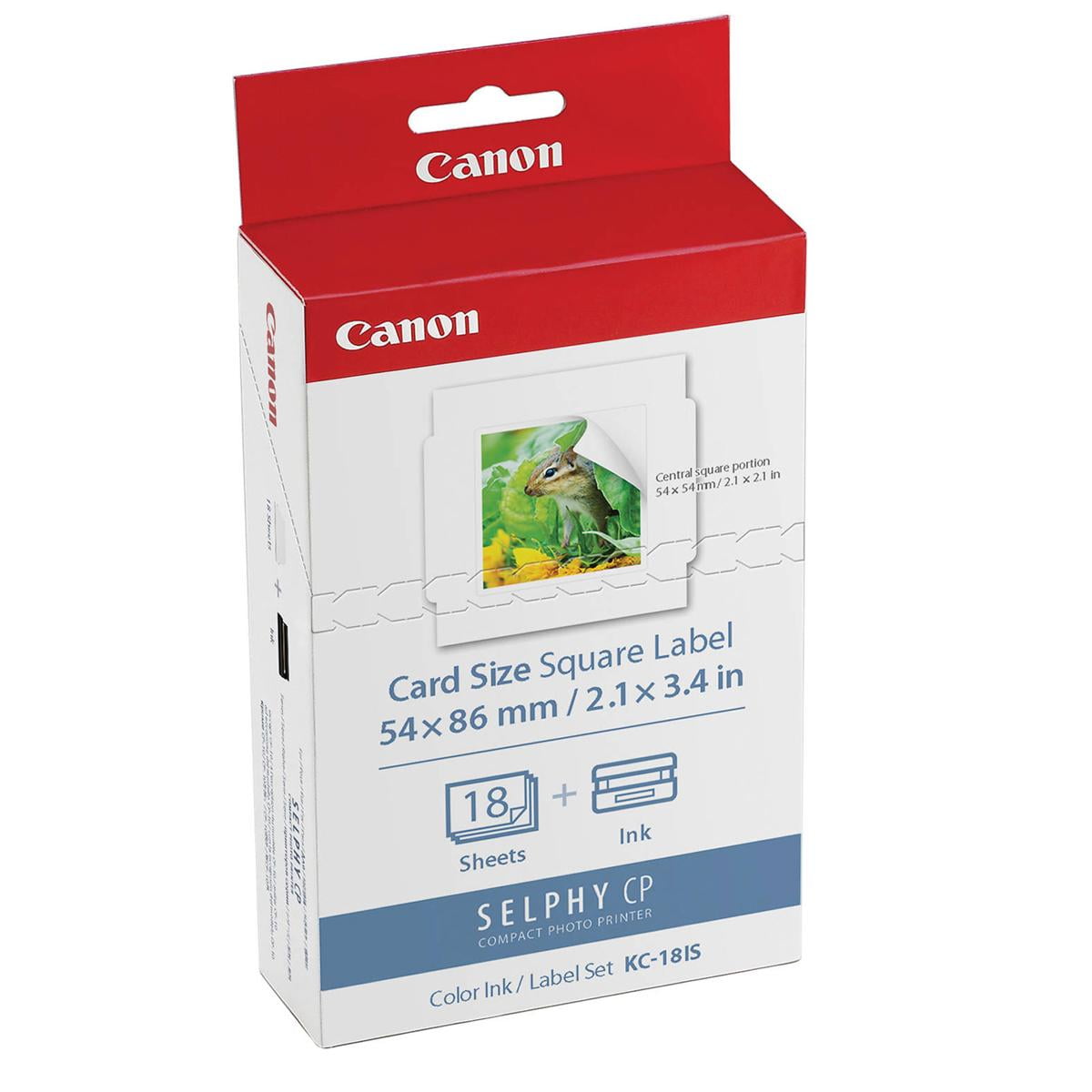 Canon KC-18IS Card Size Square Label Ink and Paper Set for SELPHY