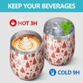 thumbnail image 4 of 12oz Stemless Wine Tumblers Red Christmas Tree Pattern Vacuum Insulated Stainless Steel Travel Tumbler Cups Mug with Lid and Straw for Champaign,Cocktail,Beer with Cleaning Brush, 4 of 5