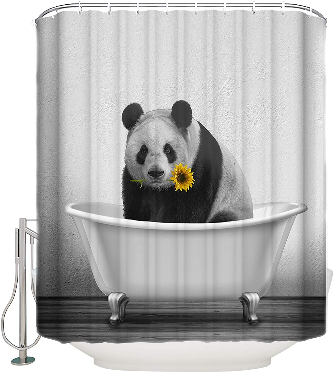 Funny Animals Shower Curtain with 12 Hooks, Bathtub Funny Animals with