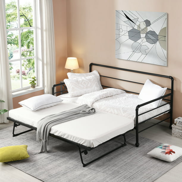 Aukfa Twin Size Metal Daybed With, Do Trundle Beds Pop Up