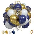 thumbnail image 1 of JM 60 globos en azul marino y dorado, globos metálicos de látex de papel azul marino, cromado, dorado y colorido de 12 pulgadas, juego de globos de helio de oro azul, adecuados para cumpleaños de niños, bodas, decoraciones para baby shower JM JM, 1 of 5