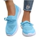 thumbnail image 2 of Zapatillas planas transpirables de malla tejida para mujer, zapatos casuales antideslizantes de moda para caminar, mocasines cómodos de suela suave sin cordones, zapatillas de tenis, 2 of 6