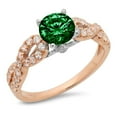 thumbnail image 2 of 1.42 ct Round Cut Simulated Emerald Solitaire with Accents Engagement Ring for Women in 14K Rose/White Gold, 2 of 2