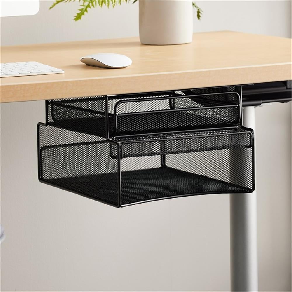 Onyx Hanging Organizer W/drawer, Under Desk Mount, 12 1/3 X 10 X 7 1/4, Black