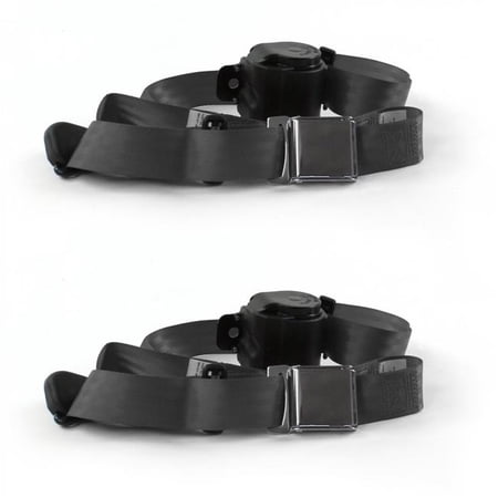 SafeTBoy Airplane 3 Point Charcoal Retractable Bucket Seat Belt Kit for AMC Eagle 1979-1987 - 2 Belts