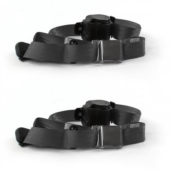 Airplane 3 Point Charcoal Retractable Bucket Seat Belt Kit for AMC Hornet 1970-1977 - 2 Belts
