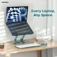thumbnail image 3 of Incipio Translucent Adjustable Laptop Stand for Desk, Foldable, Portable Computer/Tablet Stand 360° Rotating-Turquoise, 3 of 14