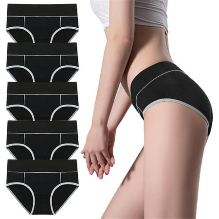

Spdoo Mid-High Waisted Full Coverage Panties for Women Soft Cotton Briefs Black 2XL