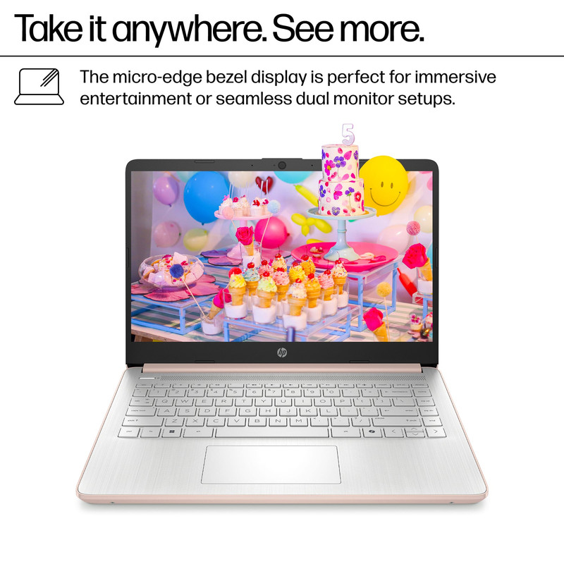 HP - 14" Laptop - Intel Processor N150 - 4GB Memory - 128GB UFS - Pale Rose Gold