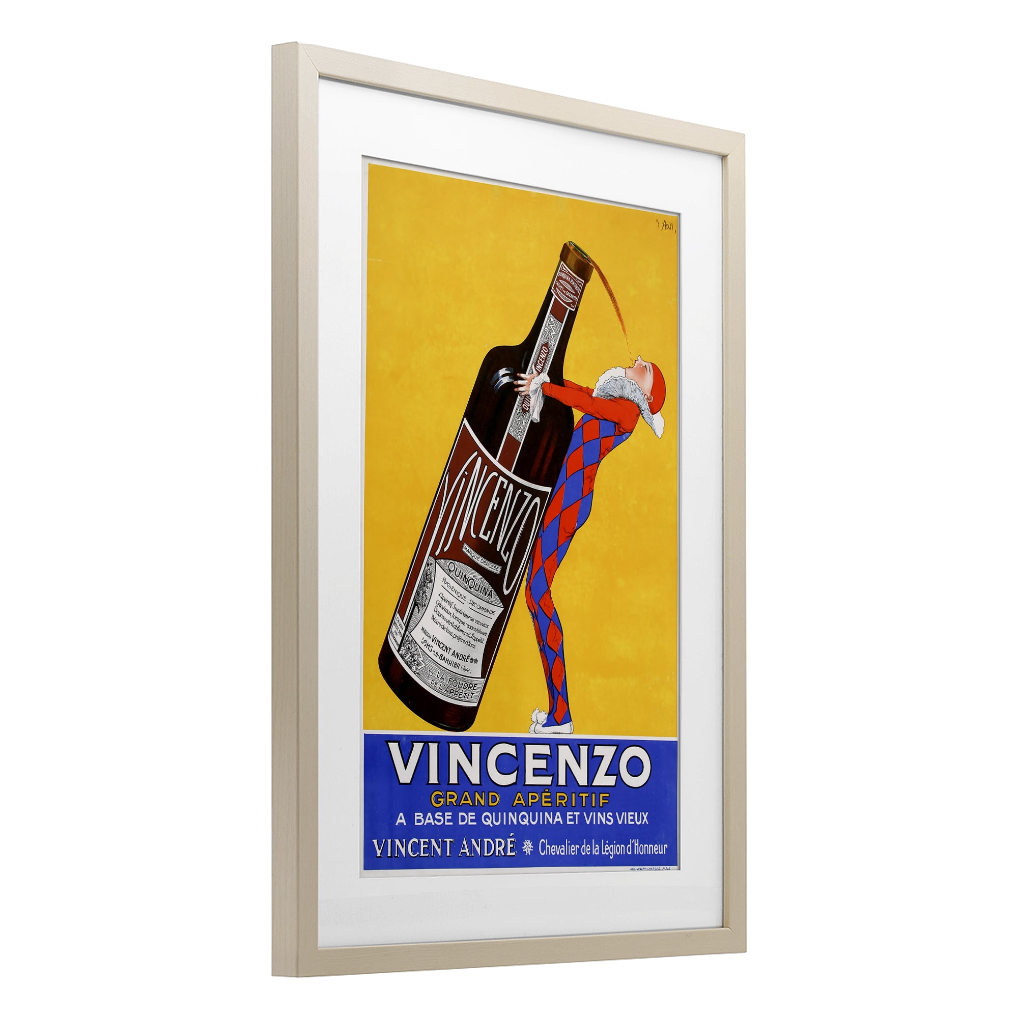 Stupell Industries Vincenzo Vintage Wine Birch Framed Print Under Glass, design by Vintage Posters