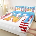 thumbnail image 5 of Erosebridal Waffle Drip Letter N Queen Sheet Sets, Cute Baseball Sport Bed Set for Girls and Boys, 4 Pieces, 1 Flat Sheet, 1 Fitted Sheet and 2 Pillowcases, 5 of 6