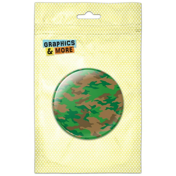 Camouflage Print Green Brown Pinback Button Pin Badge