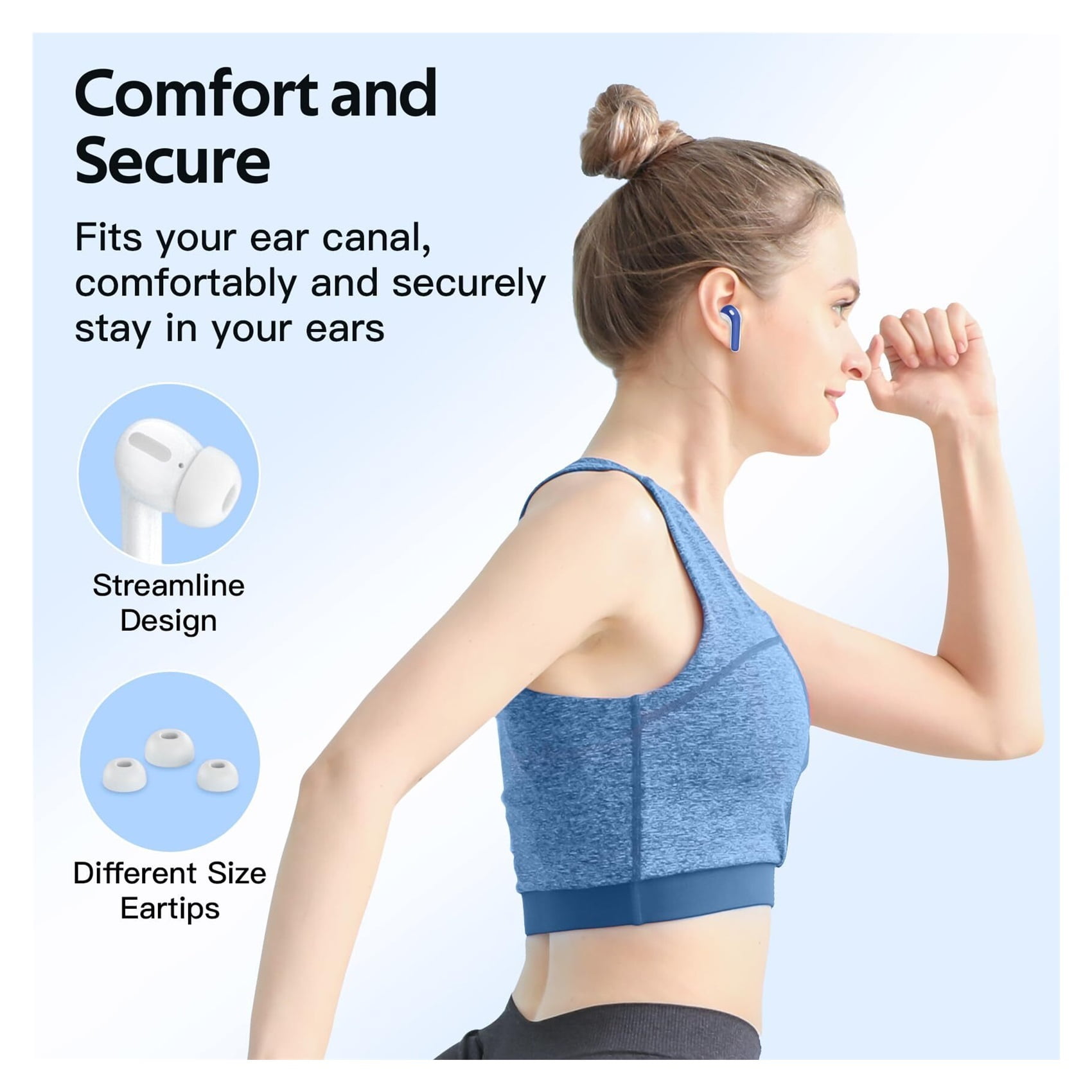 Bluetooth Headphones True Wireless Earbuds 60H Playback LED Power Display Earphones with Wireless Charging Case IPX5 Waterproof in-Ear Ear buds with Mic for TV Smart Phone Laptop Computer Sports