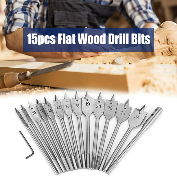 Rdeghly Wood Flat Hole Drill Bit Flat Hole Saw Drill Bit 15pcs