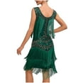 thumbnail image 3 of Pisexur Robe Sans Manches à Col Rond Hauteur Genou Women Robe Sans Manches à Col Rond à Paillettes avec Franges Robe de Fête Robe de Banquet Robe de Danse Robe Mini Women Robe, 3 of 4