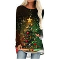 thumbnail image 2 of Craaazy Sweatshirts For Women Christmas Round Neck Shirts Christmas Trees With Lights Printed Shirts Casual Long Sleeve Pullover Gifts, 2 of 5