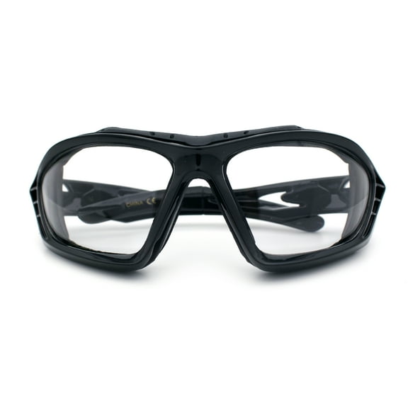 Choppers Clear - Dark Photochromic Lens Mens Foam Padded Wrap Biker Sunglasses [All Black]
