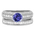 thumbnail image 2 of Dazzlingrock Collection 14K & Baguette Cut Tanzanite & White Diamond Vintage Bridal Engagement Ring Set, White Gold, Size 5, 2 of 3