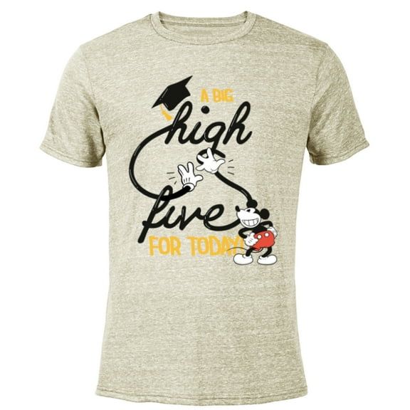 Disney Mickey Mouse A Big High Five for Today Graduation - Short Sleeve Blended T-Shirt for Adults - Customized-Yellow