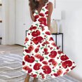 thumbnail image 2 of ZQUUVOU Women's Maxi Dress Casual Boho Print Spring Summer Sundress V Neck Sleeveless Formal Evening Gown for Prom Red, 2 of 5