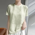 thumbnail image 3 of Mittory Women's Knit Blouse Elegant Short Sleeve Round Neck Loose Jacquard Top Dressy Office Work Shirt, 3 of 5