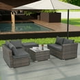 thumbnail image 4 of ACE-PATIO,4 PCS,Outdoor Patio Furniture,PE Wicker Rattan Style 5-seater Chat Set with Tempered Glass Coffee Table & Cushions, for Patio,Backyard,Porch,Garden,Poolside(Gray), 4 of 9