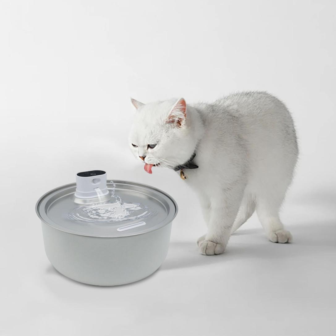 Automatic Large Water Dispenser for Dogs & Cats 8L Stainless Steel Quiet Cordless Pet Water with Motion Sensor & Filter BPA Free, for Big/Medium/Small Cat & Dog,Silver