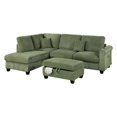 thumbnail image 2 of Roe 3pc Sectional Sofa Set w Chaise, Ottoman, 2 Pillows, Green, 2 of 3