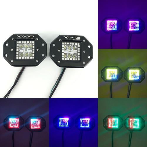 Wiring 2x 5" FLUSH MOUNT LED Work Light Pods Cube with RGB Halo Ring Chasing 
