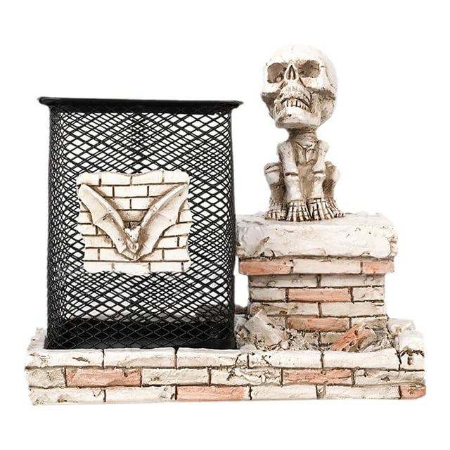 Skeleton Makeup Brush | Skeleton Toothbrush Holder | Halloween Skeleton Resin Statue | Pencil Container Holder Desk Decor Skeleton Pen Holder Fun Halloween Decorations