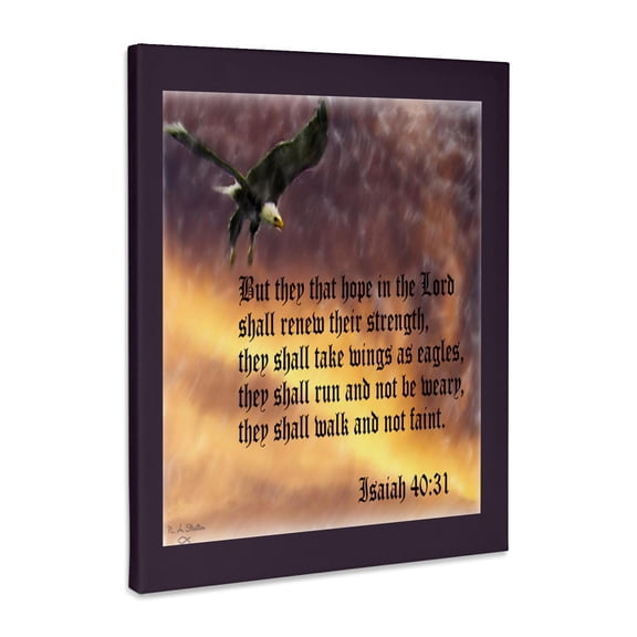 3dRose, Isaiah 40-31 Bible verse with eagle against a troubled sky, Museum Grade Canvas Wrap 11x14