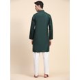 thumbnail image 2 of SKAVIJ Men's Handloom Cotton Henley Shirts Long Sleeve Mandarin Collar Longline Yoga Shirts with Pant Summer Outfit (Large,Green), 2 of 7