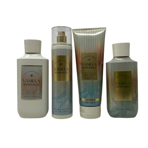 Vanilla Romance Gift Set By Bath   Body Works - Fragrance Mist, Body Cream, Body Wash, and Body Lotion (Full Size)