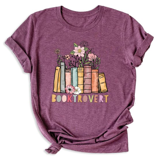 Floral Booktrovert T-shirt, Cute Book Lover Shirt, Book Worm Gift, Librarian Shirt, Books Graphic Tee, Reading Shirt TH1406B19