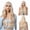 Blonde, variant on 26in Ombre Blonde Wavy Wig for Women, Long Wavy Wig with Bangs, Curly Natural Looking Synthetic Fiber Wig for Party Dance Cosplay Daily Use