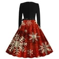 thumbnail image 3 of hotojiny Fall Dresses for Women Long Sleeve V Neck Christmas Printed Midi Dress Fashion Cocktail Party Dresses, 3 of 3