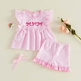 thumbnail image 2 of Xyant Toddler Baby Girl Clothes Knit Floral Fly Sleeve Tops Shorts Cute Summer Spring Outfits Infant Baby Girl Clothing Set (Pink,18-24 Months), 2 of 5