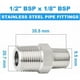 thumbnail image 2 of Conector de boquilla hexagonal, acero inoxidable 304 para tuberías domésticas, accesorio reductor de tuberías con rosca NPT macho que garantiza conexiones confiables, 2 of 5