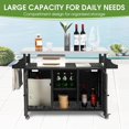 thumbnail image 2 of HOMEFUN Outdoor Bar Cart with Storage Cabinet - Waterproof Serving BBQ Grill Cart on Wheels for Patio and Backyard, 2 of 13