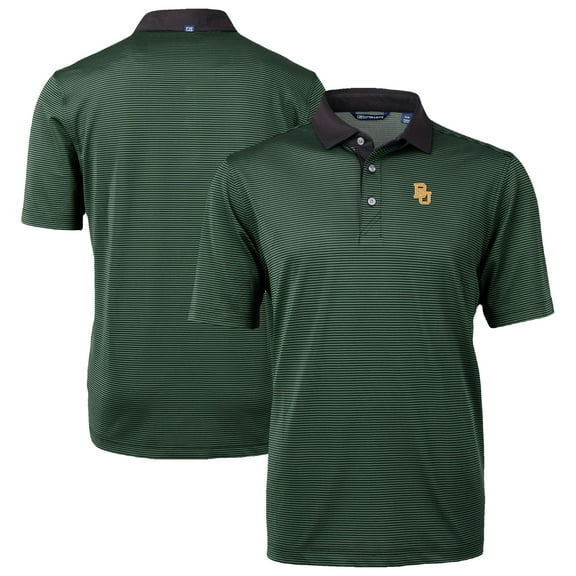 Men's-Cutter & Buck Hunter Green/Black Baylor Bears DryTec Virtue Eco Pique Recycled Polo