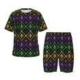 thumbnail image 1 of Balery Mardi Gra Geometric Conjunto de Pijama Infantil de Manga Corta con Estampado – Ropa de Dormir de Algodón Suave-Large, 1 of 6